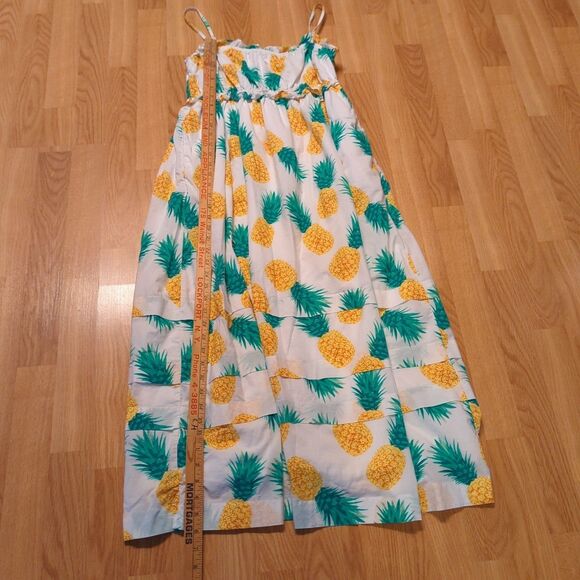 J Crew Maxi Dress Womens 6 Pineapple Print Ruffle Square Neck Summer Beach - Picture 2 of 10